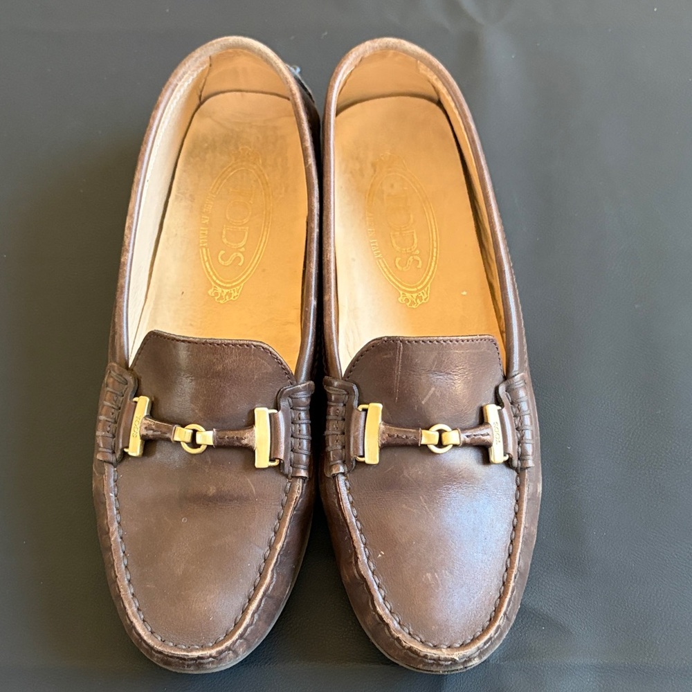 Tod’s Brown Leather Horsebit Loafers EU 38 US 7.5 Made in Italy Classic - Picture 3 of 12